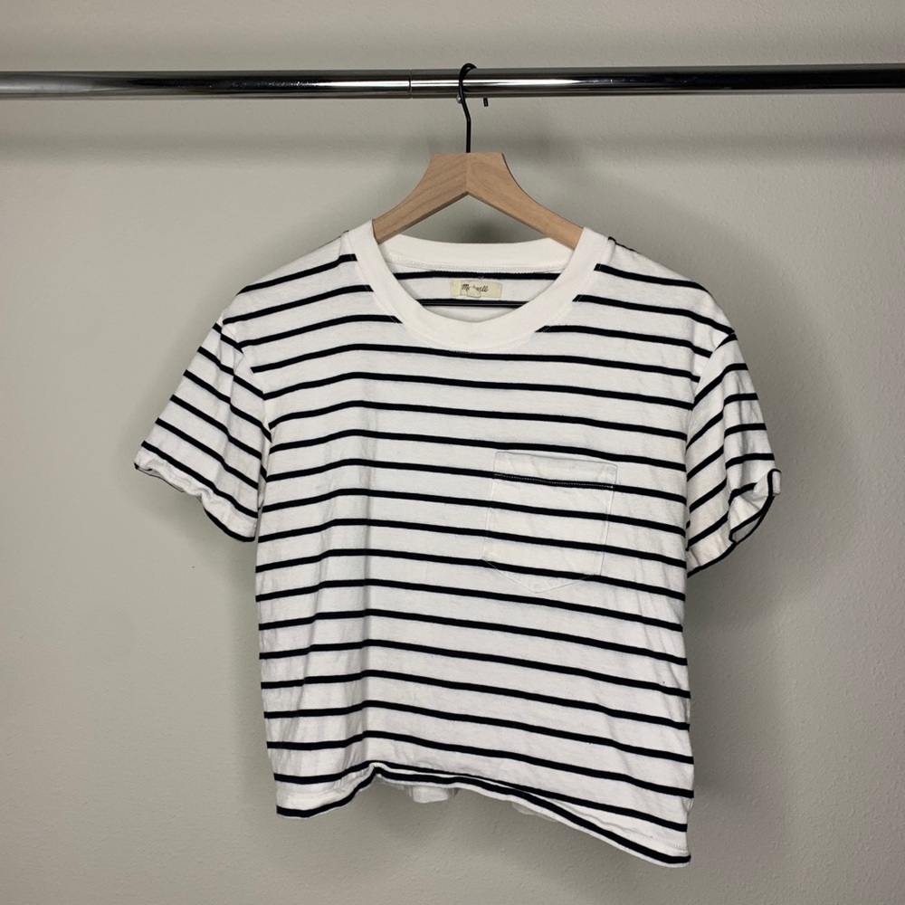Madewell Black & White Stripe Tee Size Small